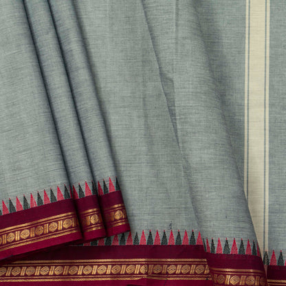 Grey And Maroon Kanchi Cotton Saree For Festive Wear PV MM KC 692