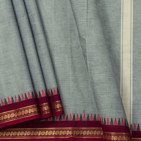 Grey And Maroon Kanchi Cotton Saree For Festive Wear PV MM KC 692