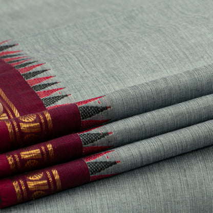 Grey And Maroon Kanchi Cotton Saree For Festive Wear PV MM KC 692