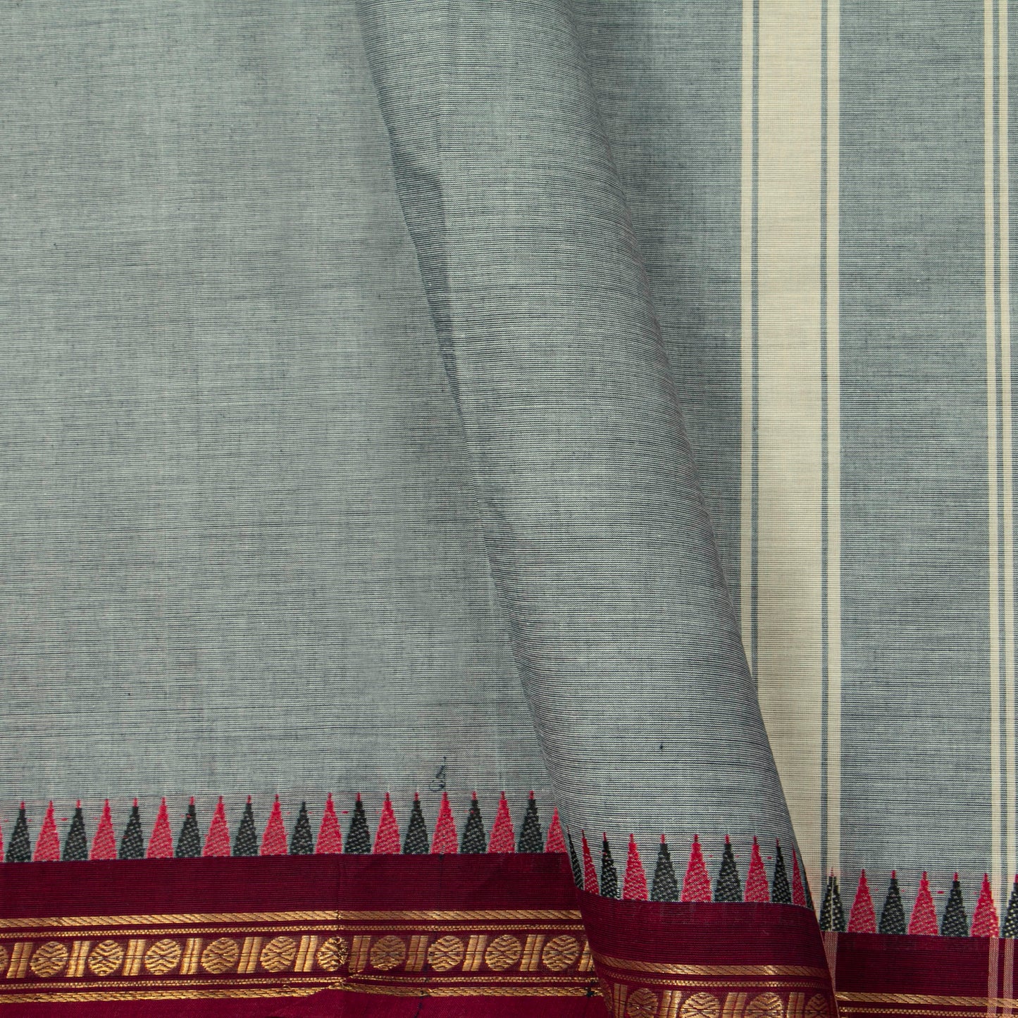 Grey And Maroon Kanchi Cotton Saree For Festive Wear PV MM KC 692