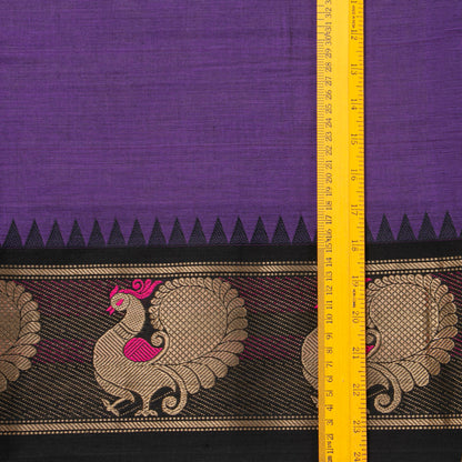 Lavender And Black Kanchi Cotton Saree For Festive Wear PV MM KC 684