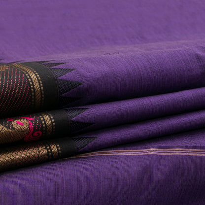 Lavender And Black Kanchi Cotton Saree For Festive Wear PV MM KC 684