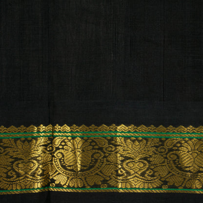 Orange And Black Kanchi Silk Cotton Saree For Festive Wear VP SC 146