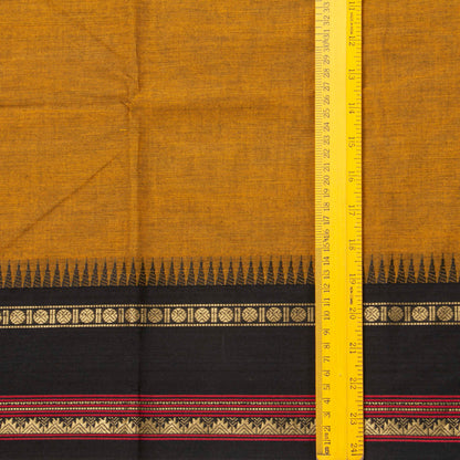 Mustard And Black Kanchi Cotton Saree For Festive Wear PV MM KC 686