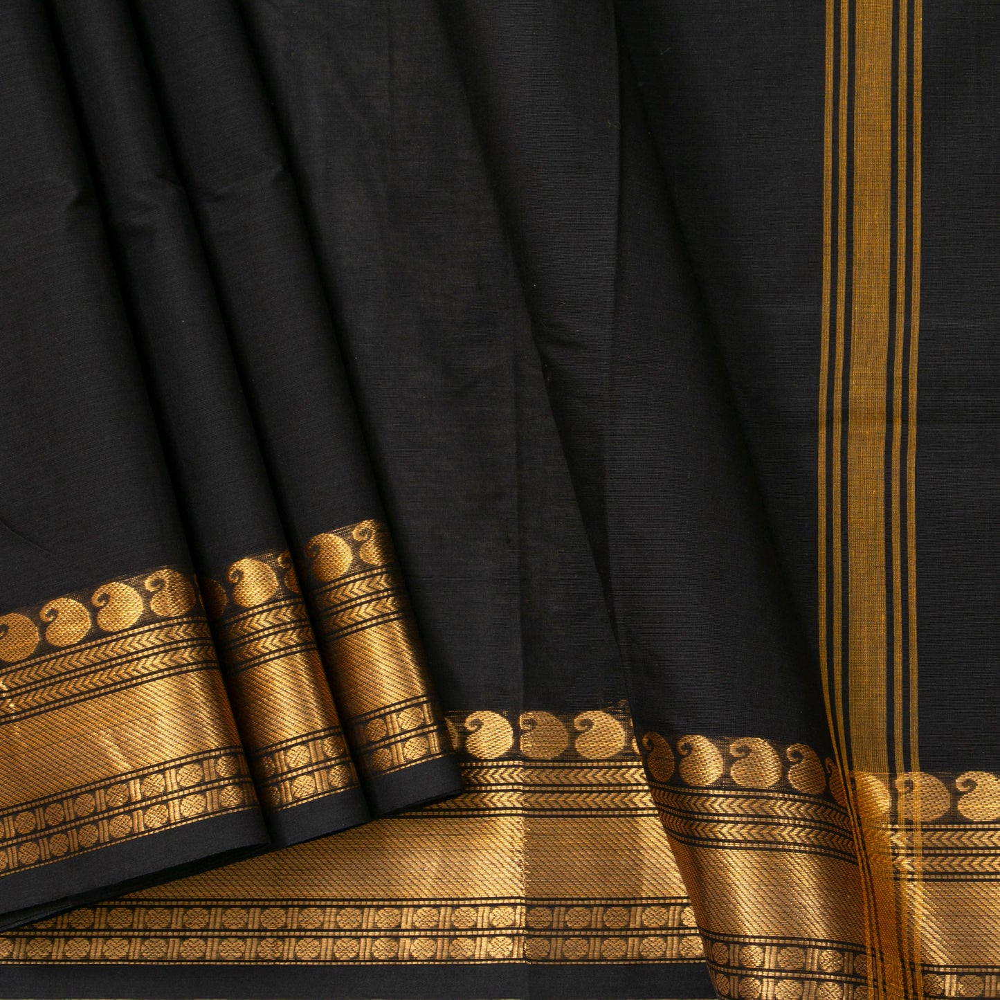 Black Kanchi Cotton Saree For Festive Wear PV MM KC 682