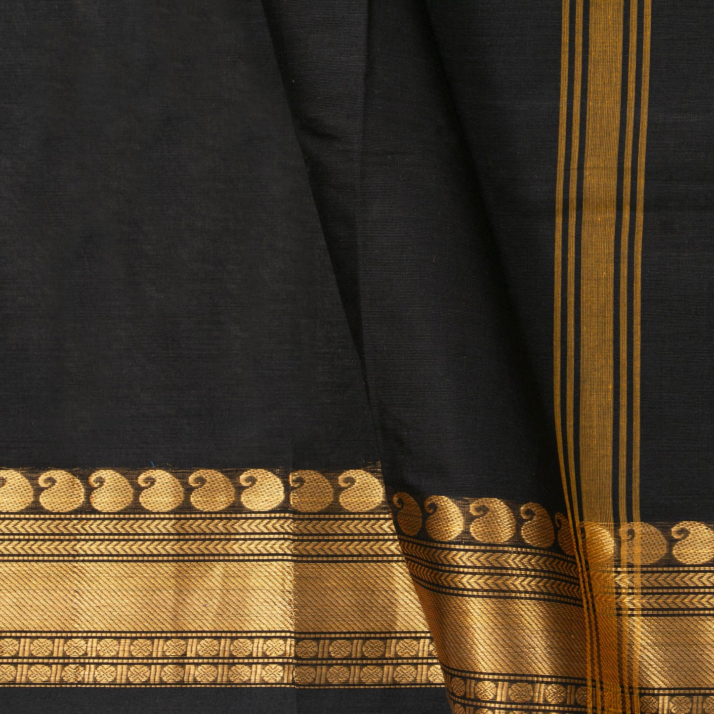 Black Kanchi Cotton Saree For Festive Wear PV MM KC 682