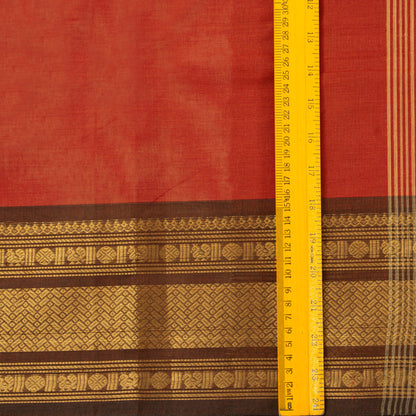 Rust And Brown Kanchi Cotton Saree For Festive Wear PV MM KC 688