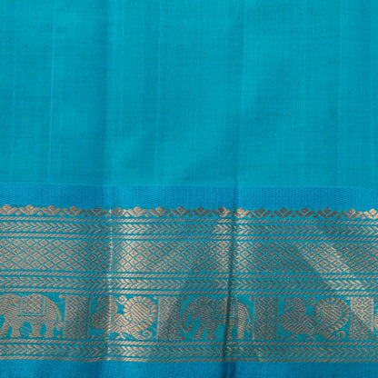 Purple And Ananda Blue Kanchi Silk Cotton Saree With Zari Checks For Festive Wear VP SC 138