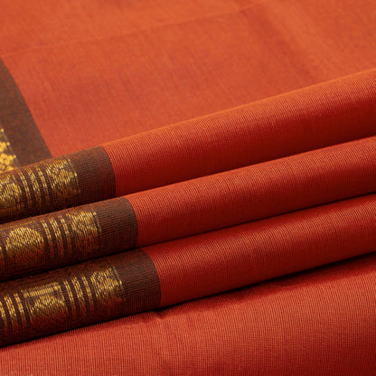 Rust And Brown Kanchi Cotton Saree For Festive Wear PV MM KC 688