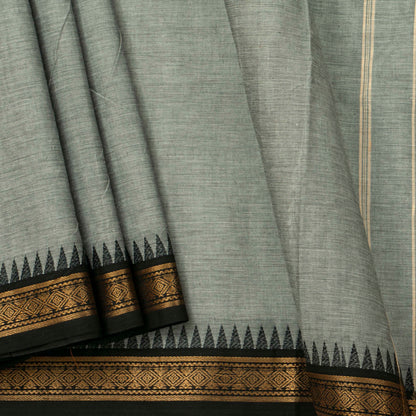 Grey And Black Kanchi Cotton Saree For Festive Wear PV MM KC 694