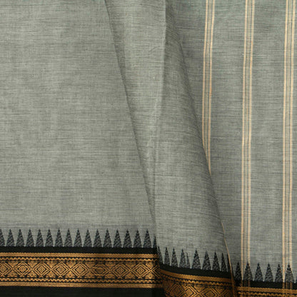 Grey And Black Kanchi Cotton Saree For Festive Wear PV MM KC 694