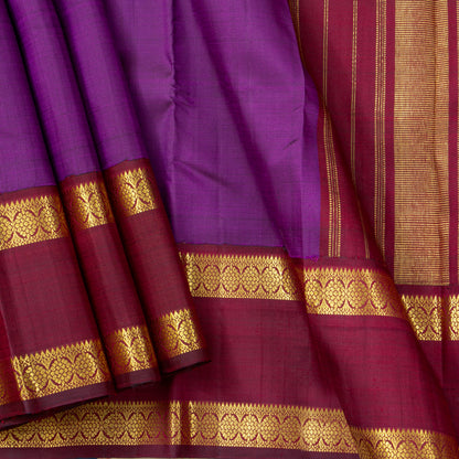 Lavender And Maroon Kanchipuram Silk Saree For Festive Wear PV NYC 1551