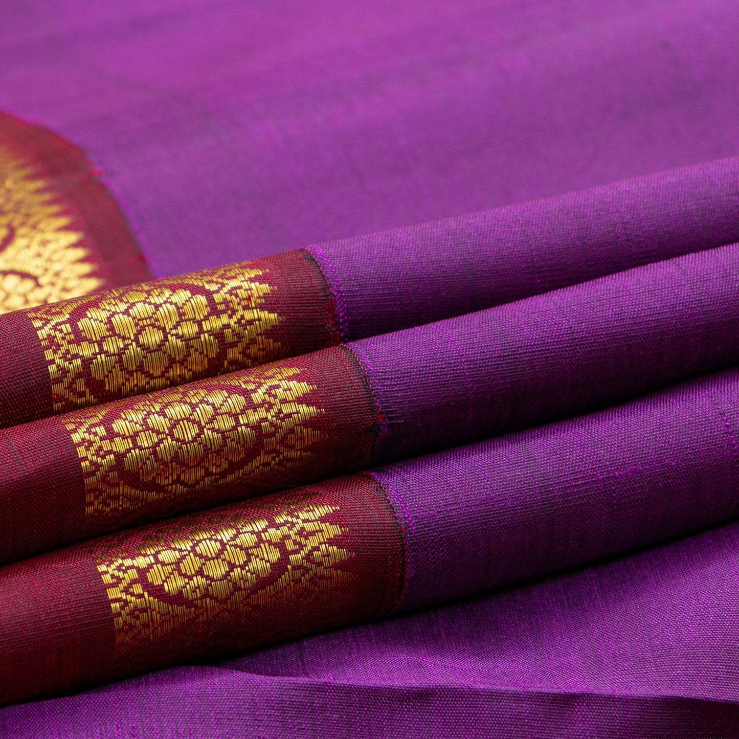 Lavender And Maroon Kanchipuram Silk Saree For Festive Wear PV NYC 1551