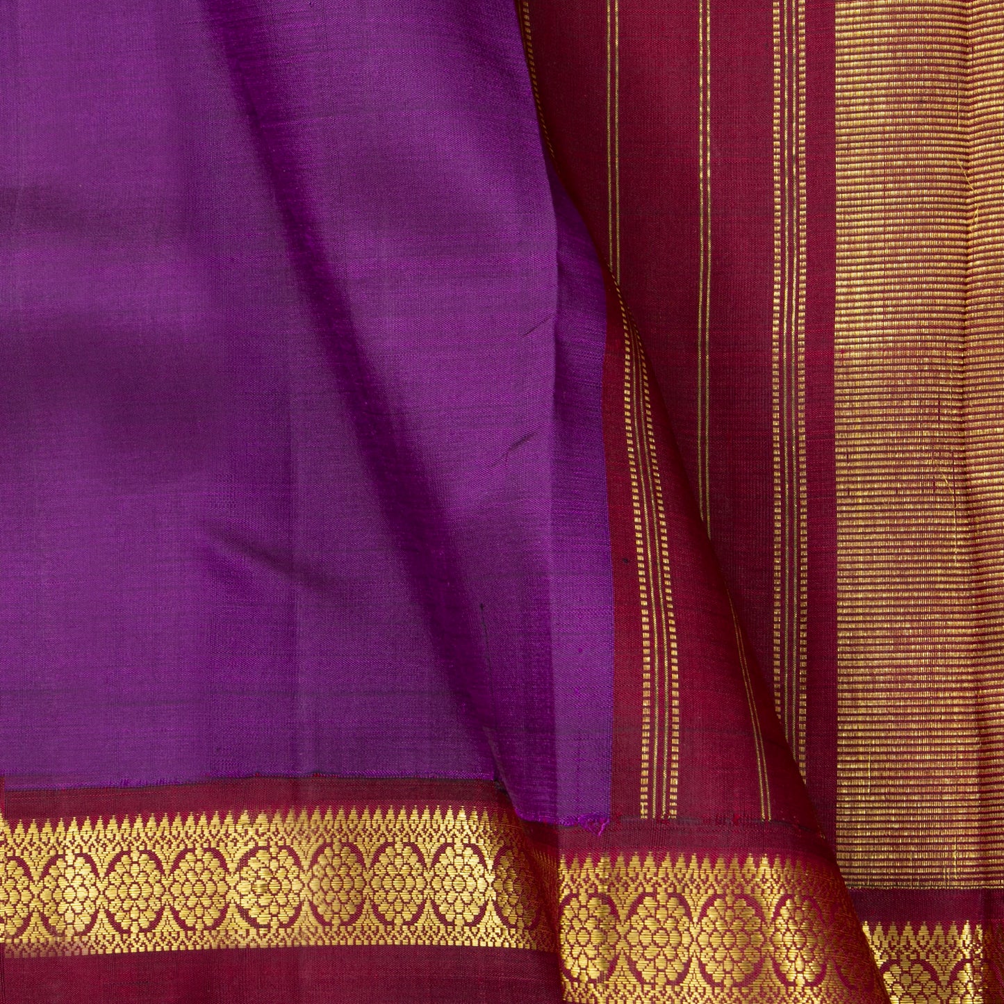 Lavender And Maroon Kanchipuram Silk Saree For Festive Wear PV NYC 1551