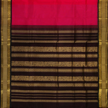 Rani Pink And Brown Kanchi Silk Cotton Saree For Festive Wear VP SC 154