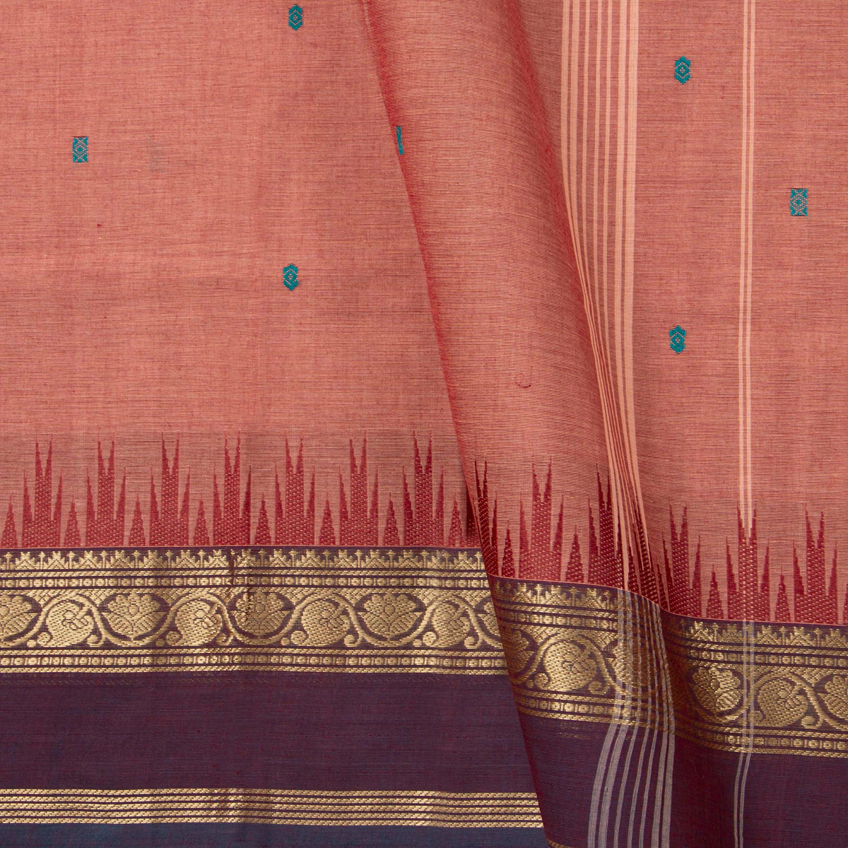 Gheva And Purple Kanchi Cotton Saree For Festive Wear PV MM KC 899