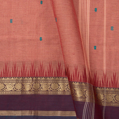 Gheva And Purple Kanchi Cotton Saree For Festive Wear PV MM KC 899