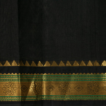 Lotus Pink And Black Kanchi Silk Cotton Saree For Office Wear VP SC 156