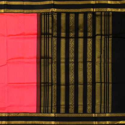 Peach Orange And Black Dual Shade Kanchi Silk Cotton Saree For Festive Wear VP SC 142