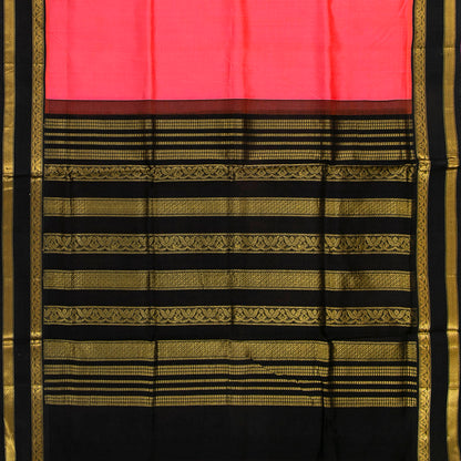 Peach Orange And Black Dual Shade Kanchi Silk Cotton Saree For Festive Wear VP SC 142