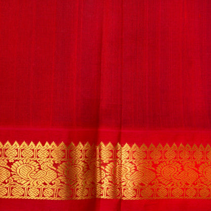 Green And Red Kanchi Silk Cotton Saree With Korvai Border For Festive Wear VP SC 157