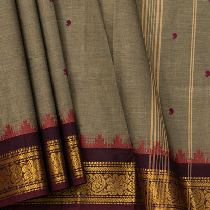 Fawn And Brown Kanchi Cotton Saree For Festive Wear PV MM KC 902 - Cotton Saree - Panjavarnam PV MM KC 902