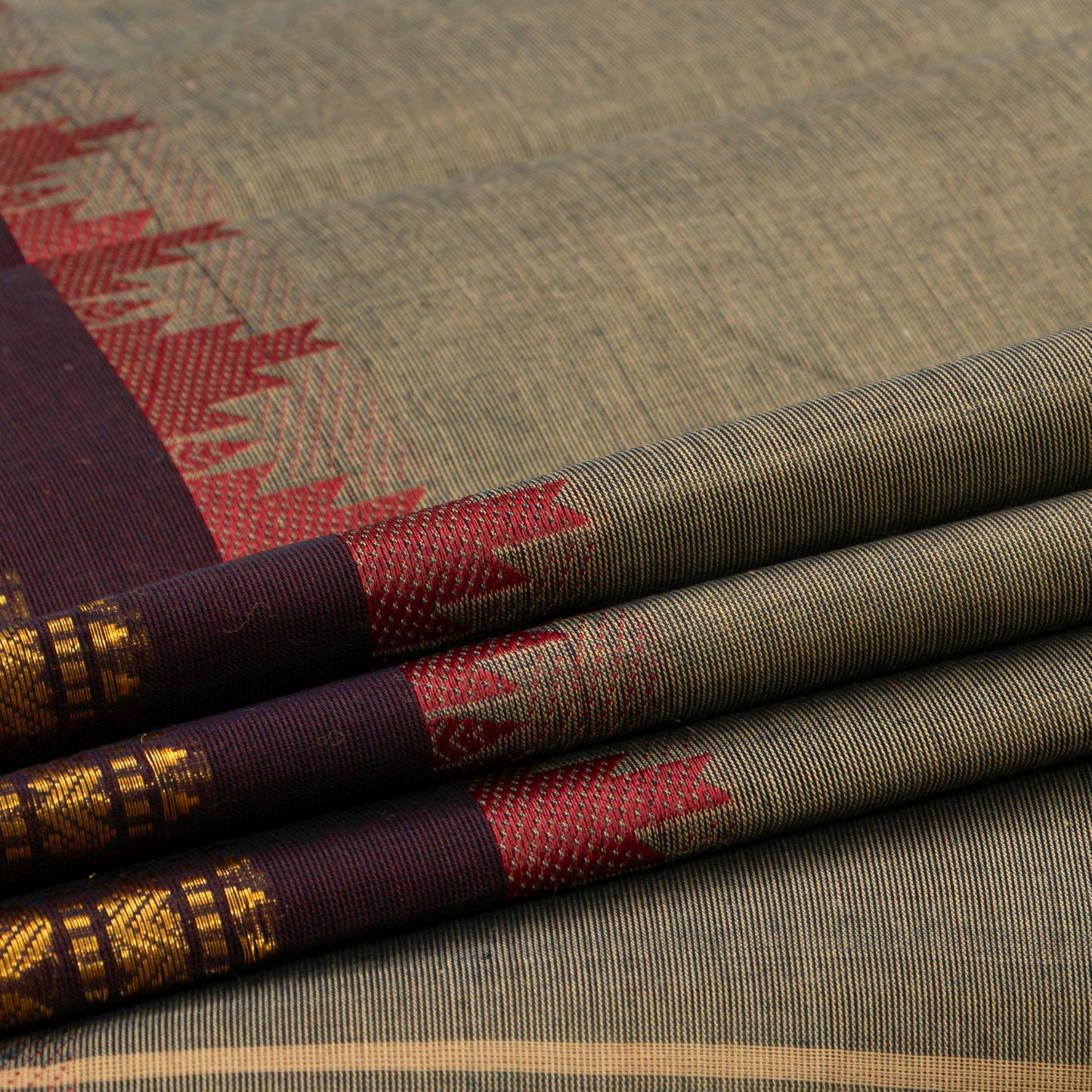 Fawn And Brown Kanchi Cotton Saree For Festive Wear PV MM KC 902 - Cotton Saree - Panjavarnam PV MM KC 902