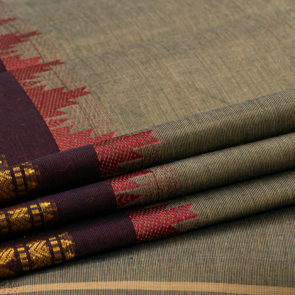 Fawn And Brown Kanchi Cotton Saree For Festive Wear PV MM KC 902 - Cotton Saree - Panjavarnam PV MM KC 902