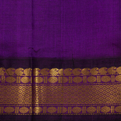 Peach And Purple Kanchi Silk Cotton Saree For Festive Wear VP SC 147