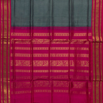 Grey And Pink Kanchi Silk Cotton Saree For Festive Wear VP SC 149