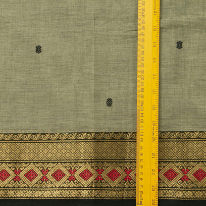 Elachi Green And Black Kanchi Cotton Saree For Festive Wear PV MM KC 904 - Cotton Saree - Panjavarnam PV MM KC 904