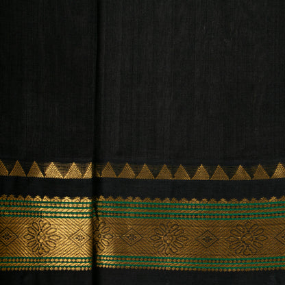 Pastel Pink And Black Kanchi Silk Cotton Saree For Festive Wear VP SC 148