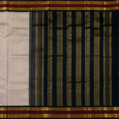 Grey And Black Kanchi Silk Cotton Saree For Festive Wear VP SC 145