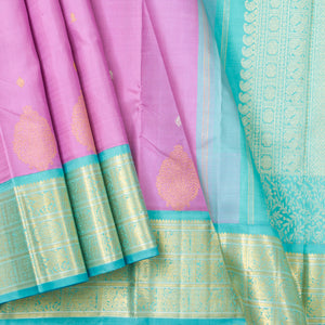 Lavender And Turquoise Blue Kanchipuram Silk Saree For Wedding Wear PV NYC 1548