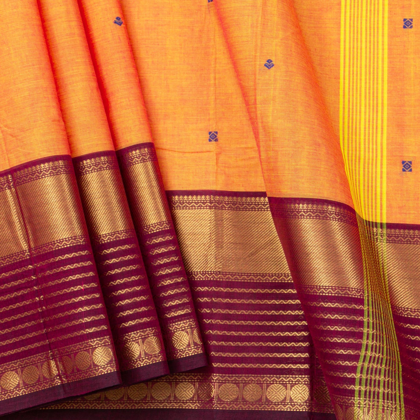 Peach And Maroon Kanchi Cotton Saree For Festive Wear PV MM KC 912 - Cotton Saree - Panjavarnam PV MM KC 912