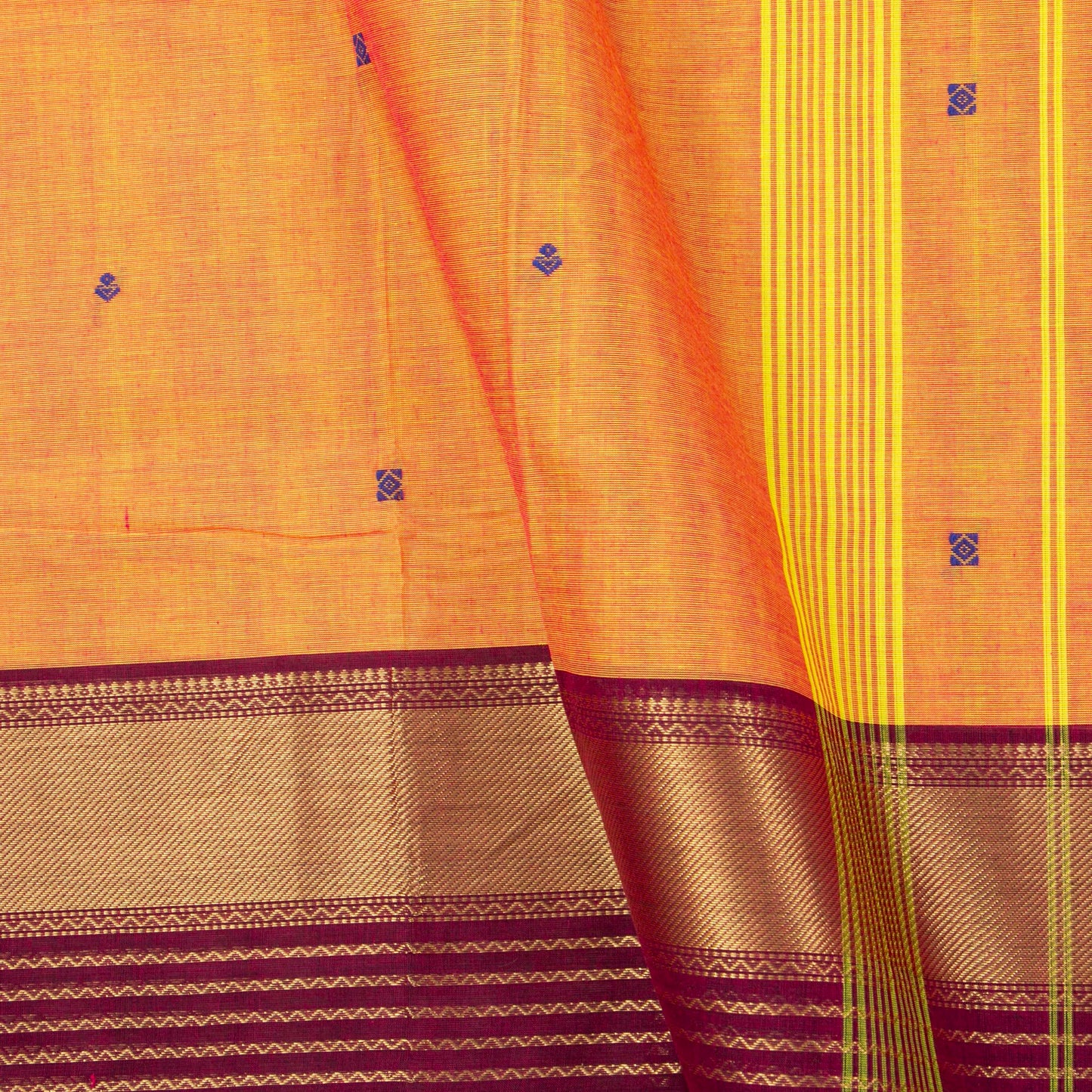 Peach And Maroon Kanchi Cotton Saree For Festive Wear PV MM KC 912 - Cotton Saree - Panjavarnam PV MM KC 912