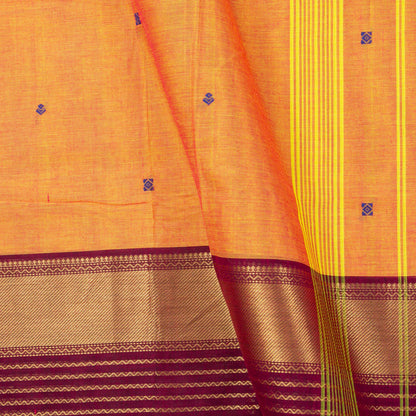 Peach And Maroon Kanchi Cotton Saree For Festive Wear PV MM KC 912 - Cotton Saree - Panjavarnam PV MM KC 912