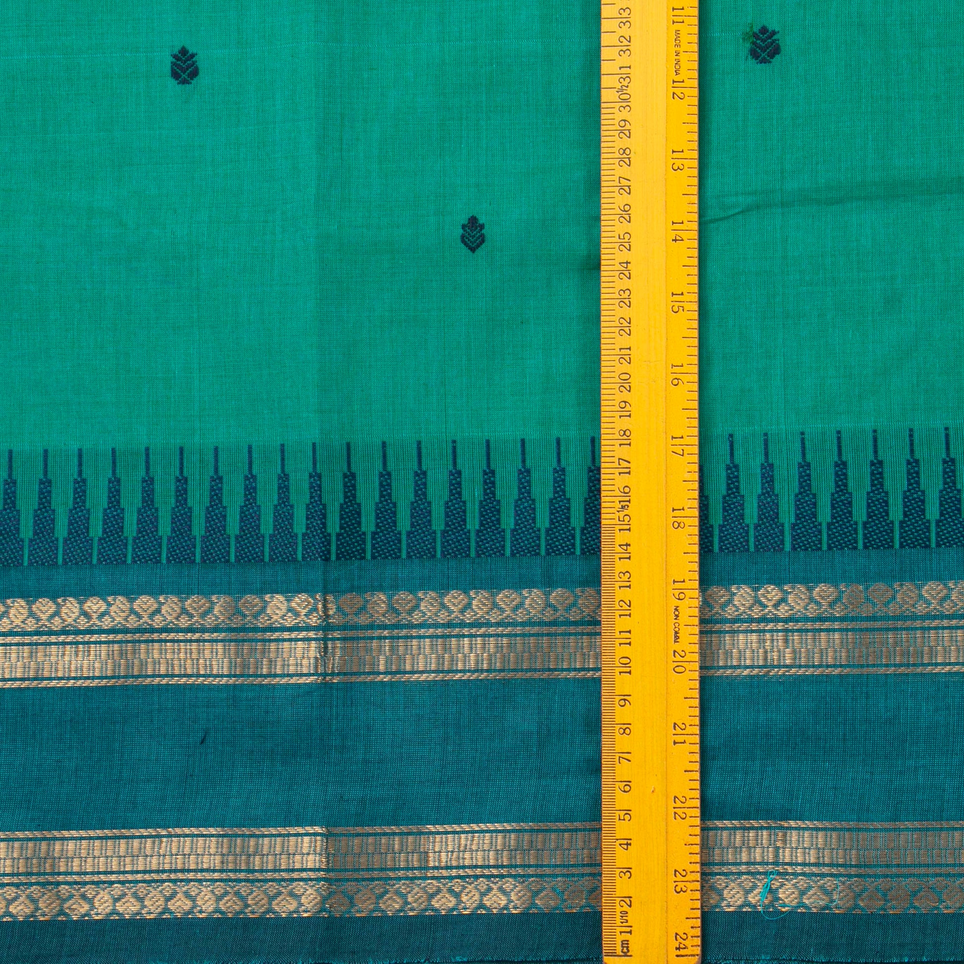 Teal And Blue Kanchi Cotton Saree For Festive Wear PV MM KC 914 - Cotton Saree - Panjavarnam PV MM KC 914