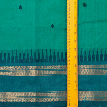 Teal And Blue Kanchi Cotton Saree For Festive Wear PV MM KC 914 - Cotton Saree - Panjavarnam PV MM KC 914