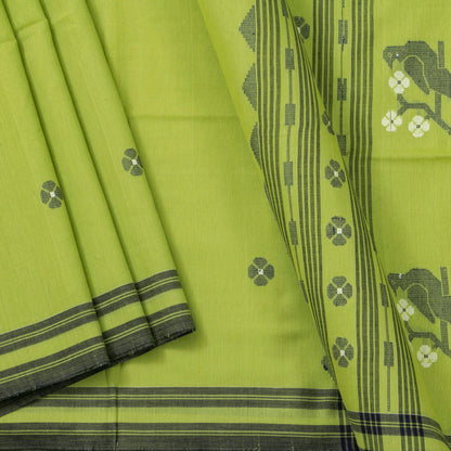 Green Dhakai Jamdhani Mulmul Silk Saree For Office Wear PV MJ 110