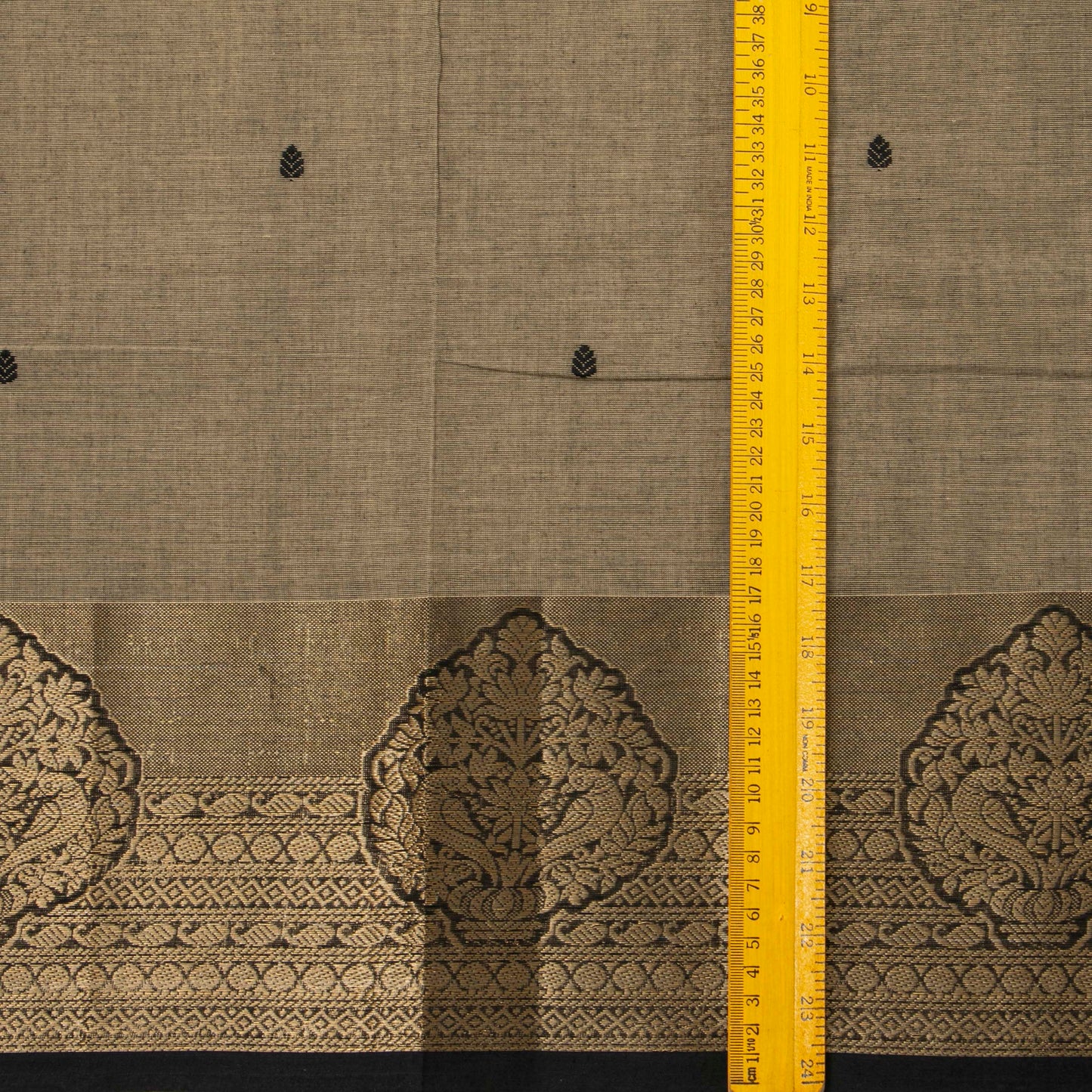 Fawn And Black Kanchi Cotton Saree For Festive Wear PV MM KC 889