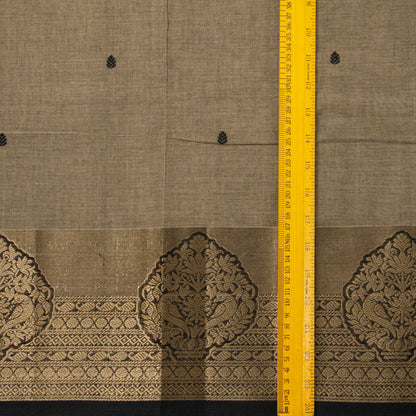 Fawn And Black Kanchi Cotton Saree For Festive Wear PV MM KC 889
