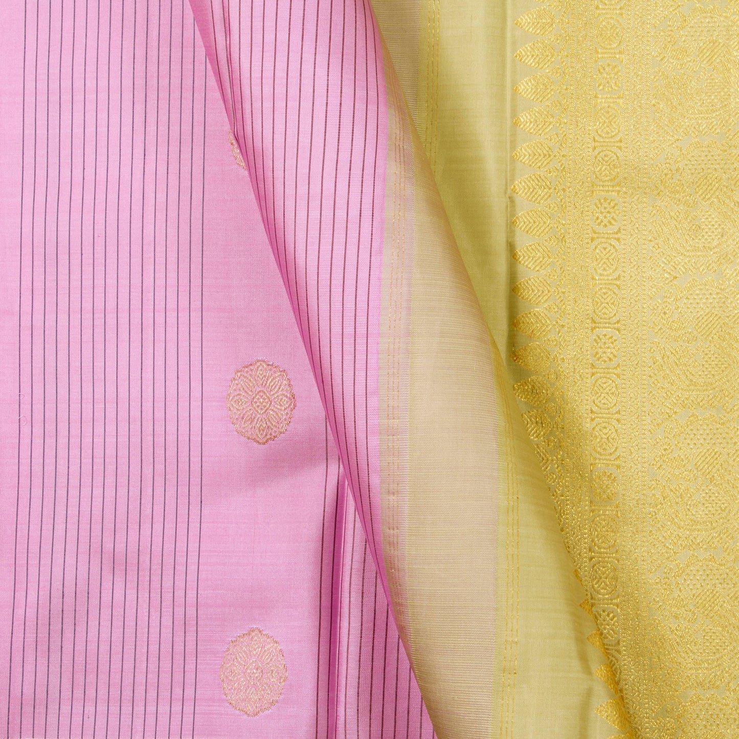 Pink And Beige Kanchipuram Silk Saree For Festive Wear PV NYC 1545