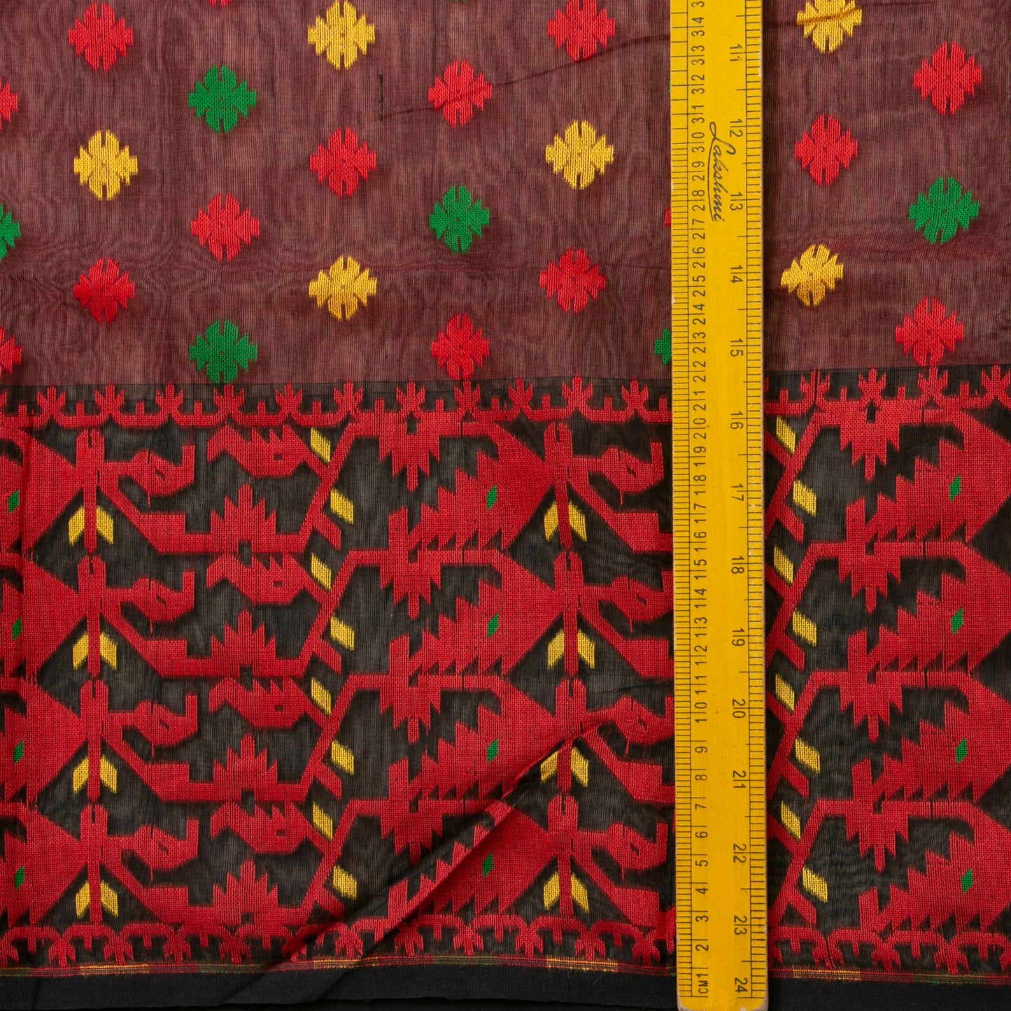 Red And Brown Dhakai Jamdani Mulmul Silk Saree For Party Wear PV MJ 101