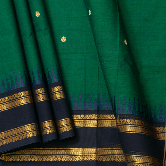 Green And Blue Kanchi Cotton Saree For Festive Wear PV MM KC 860