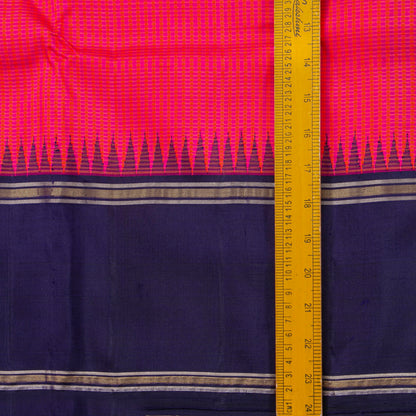 Pink And Navy Blue Kanchipuram Silk Saree For Festive Wear PV NYC 1521