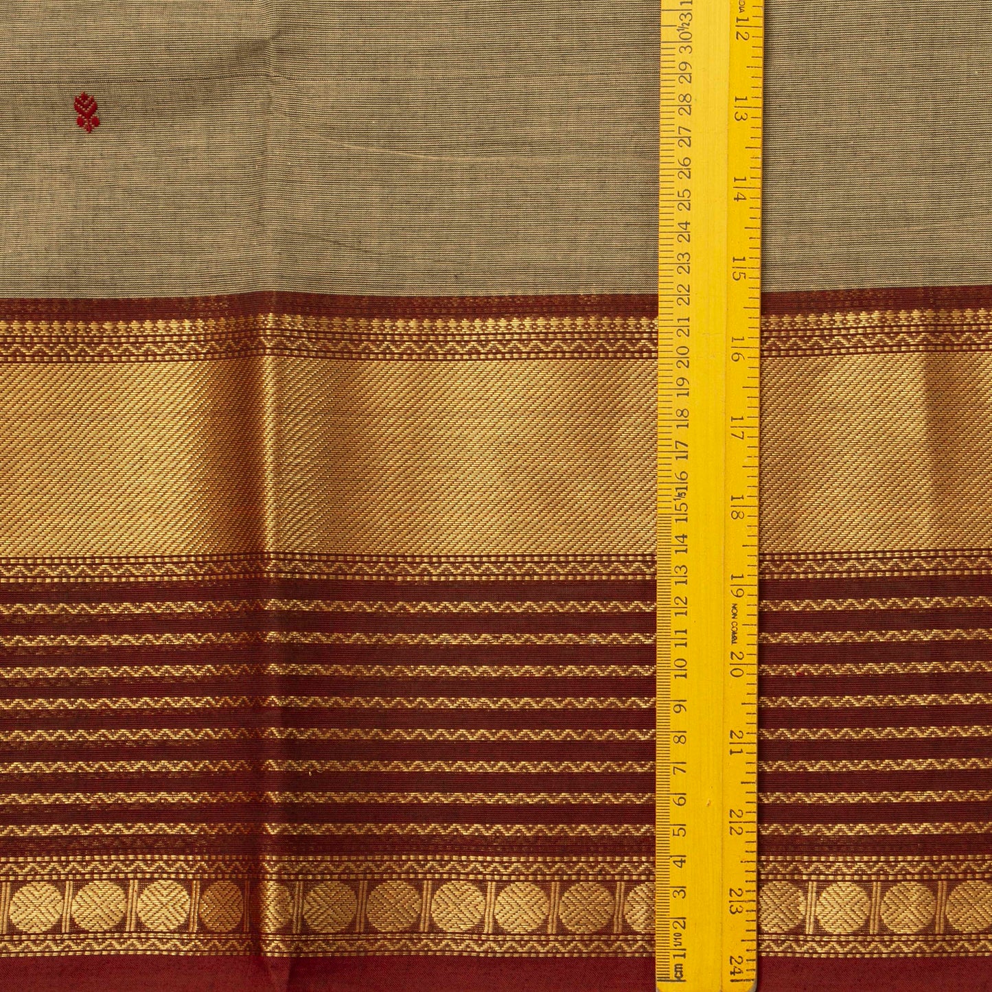 Fawn And Maroon Kanchi Cotton Saree For Festive Wear PV MM KC 890 - Cotton Saree - Panjavarnam PV MM KC 890