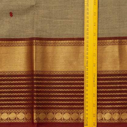 Fawn And Maroon Kanchi Cotton Saree For Festive Wear PV MM KC 890 - Cotton Saree - Panjavarnam PV MM KC 890