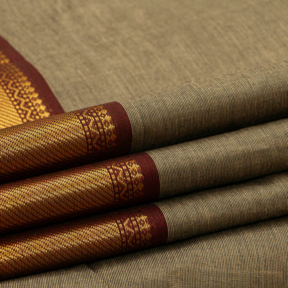 Fawn And Maroon Kanchi Cotton Saree For Festive Wear PV MM KC 890 - Cotton Saree - Panjavarnam PV MM KC 890