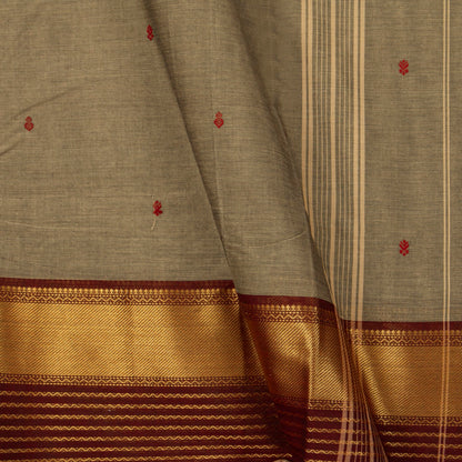 Fawn And Maroon Kanchi Cotton Saree For Festive Wear PV MM KC 890 - Cotton Saree - Panjavarnam PV MM KC 890